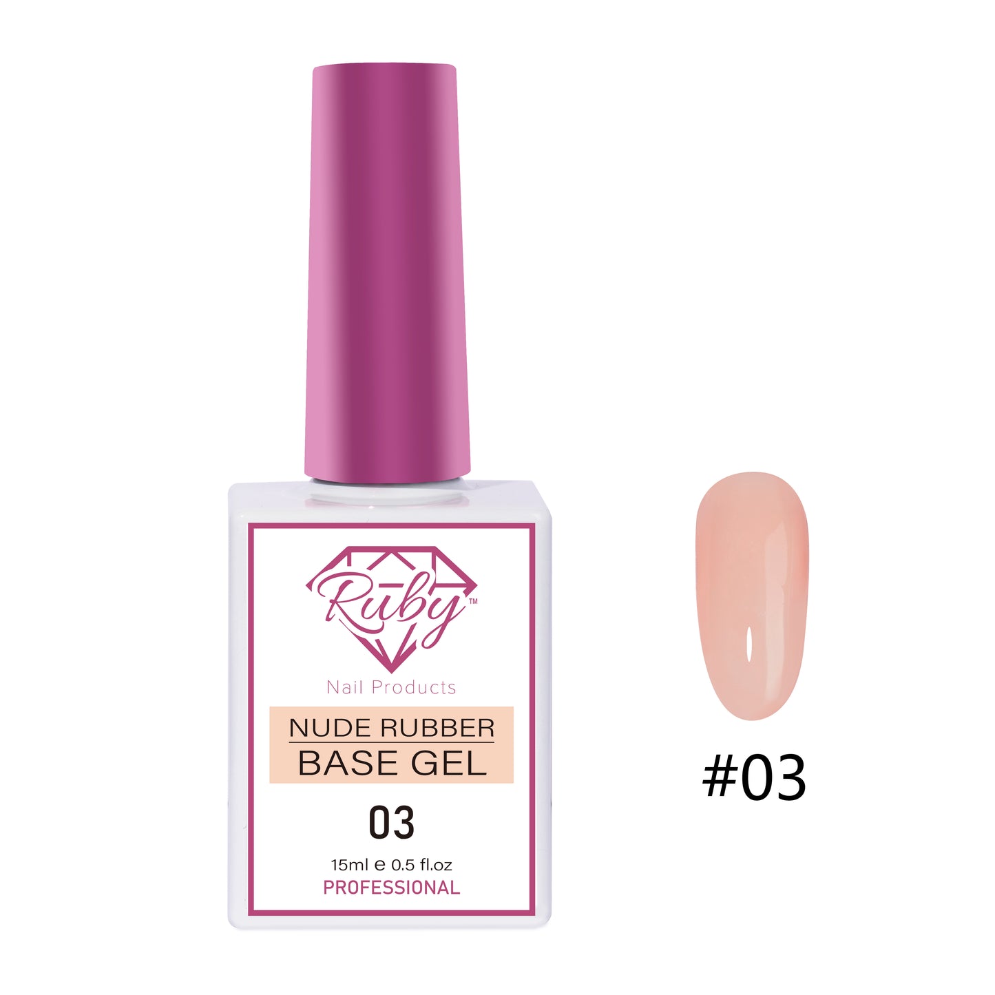 Ruby Nude Rubber Base Gel 15ml (0.5oz) 20 Colors
