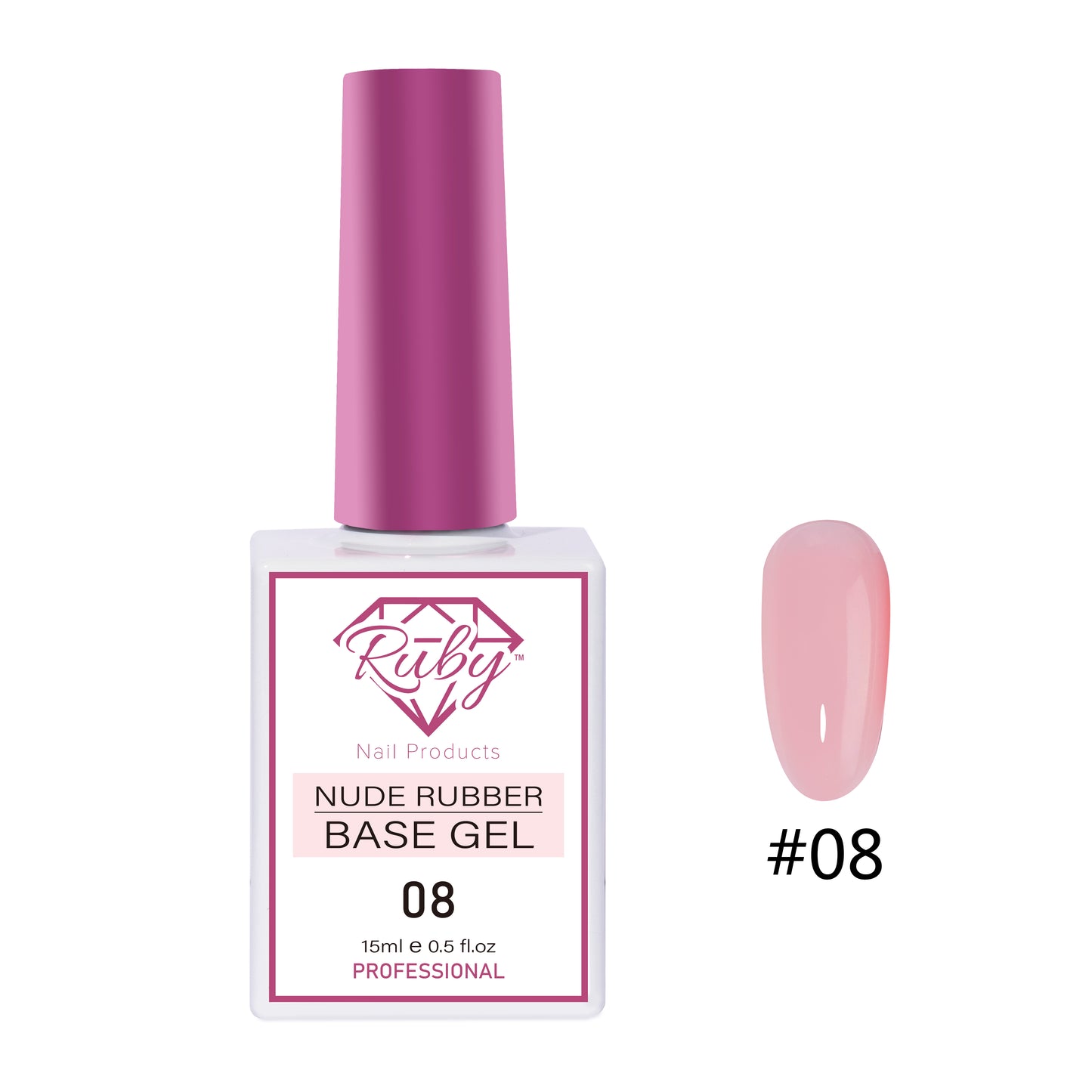 Ruby Nude Rubber Base Gel 15ml (0.5oz) 20 Colors