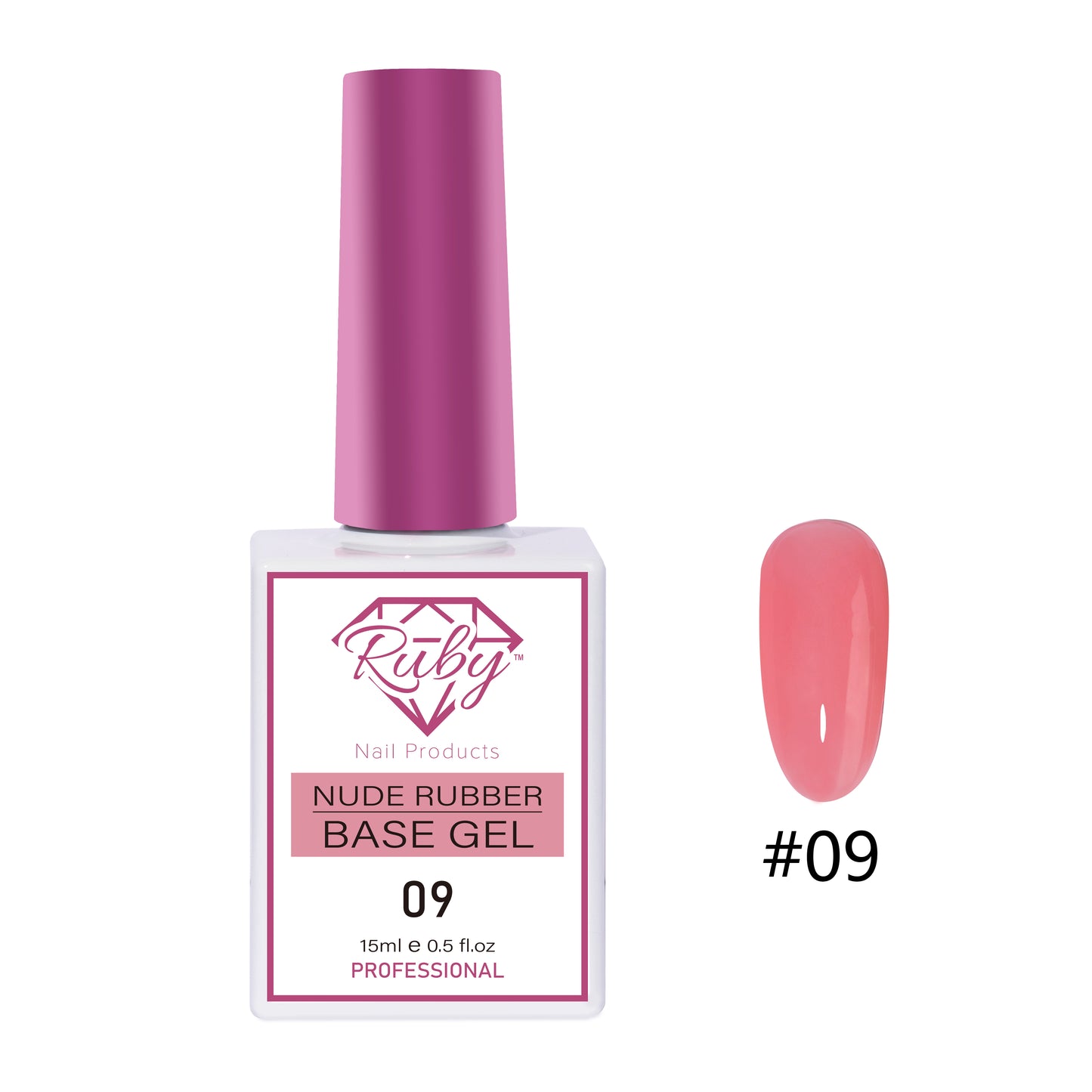 Ruby Nude Rubber Base Gel 15ml (0.5oz) 20 Colors