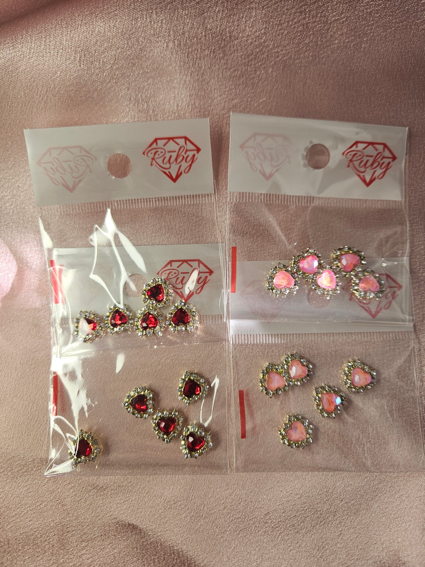 5pcs Hearts Bling 3D Zircon Rhinestone
