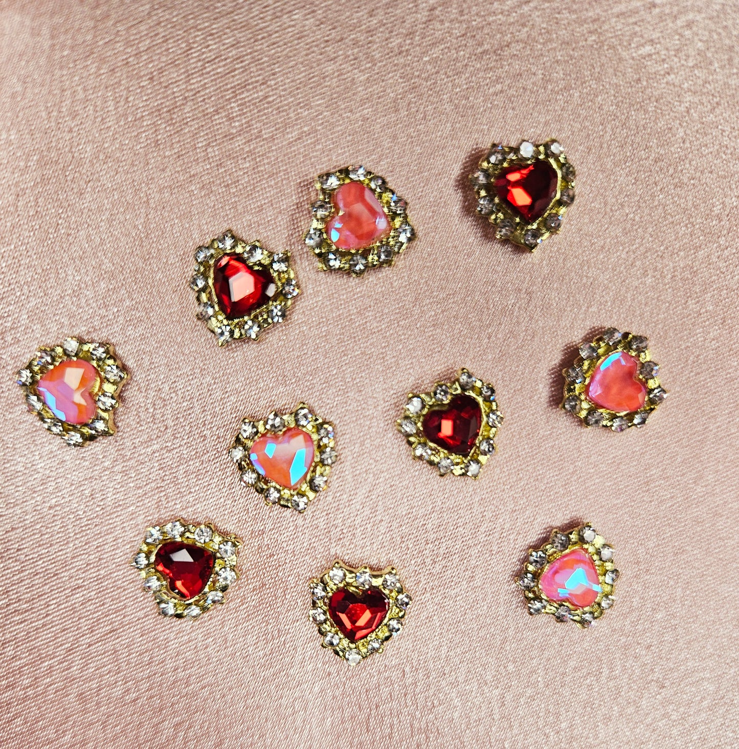 5pcs Hearts Bling 3D Zircon Rhinestone