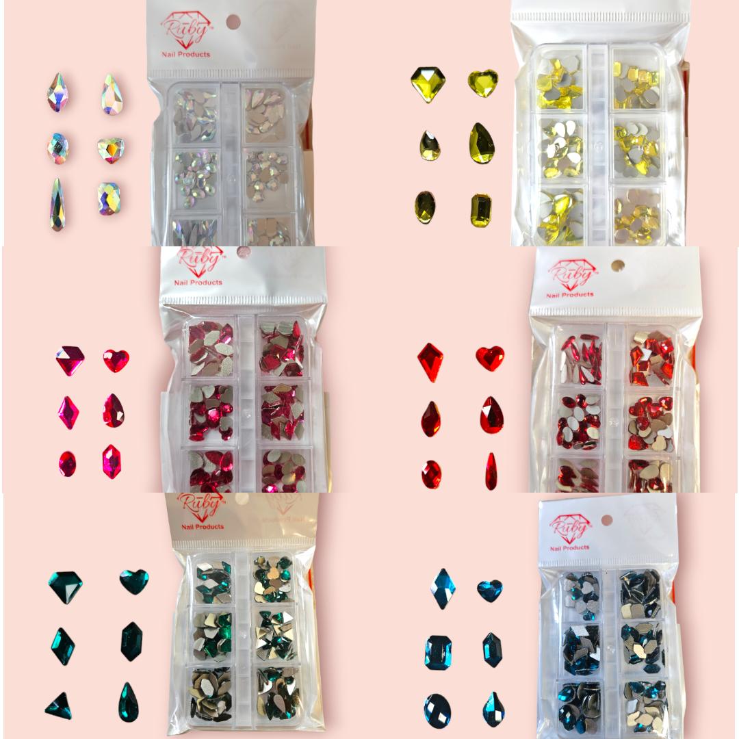 120pcs Mixed Shape Rhinestones Silver Flat Back