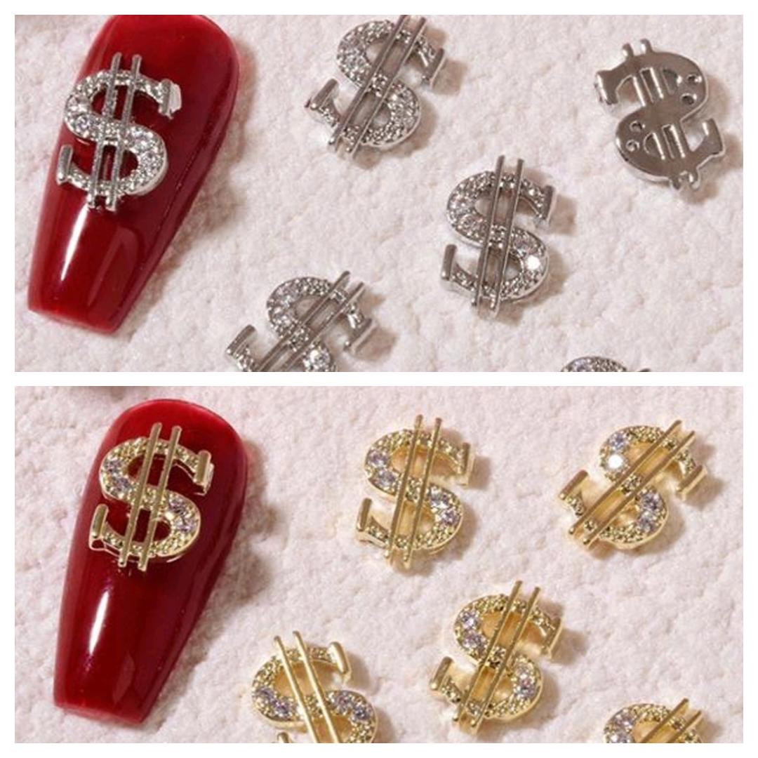 Dollar Sign Nail Charm in Bag Zircon Diamond
