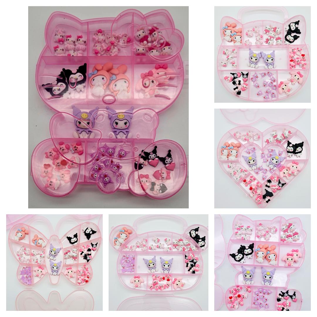 Kawaii nail charms in boxes mix style