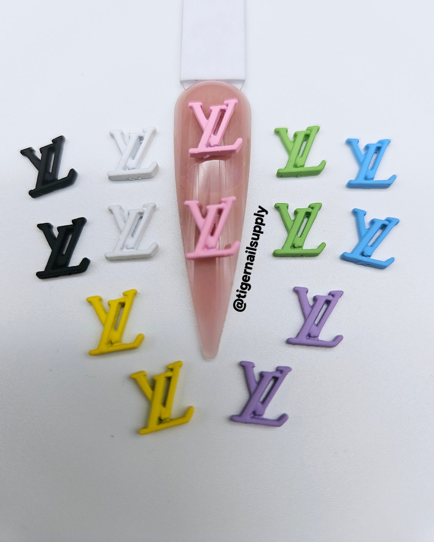 Luxury Logo (l.v.) Nail Charms Alloy and Zircon High Quality