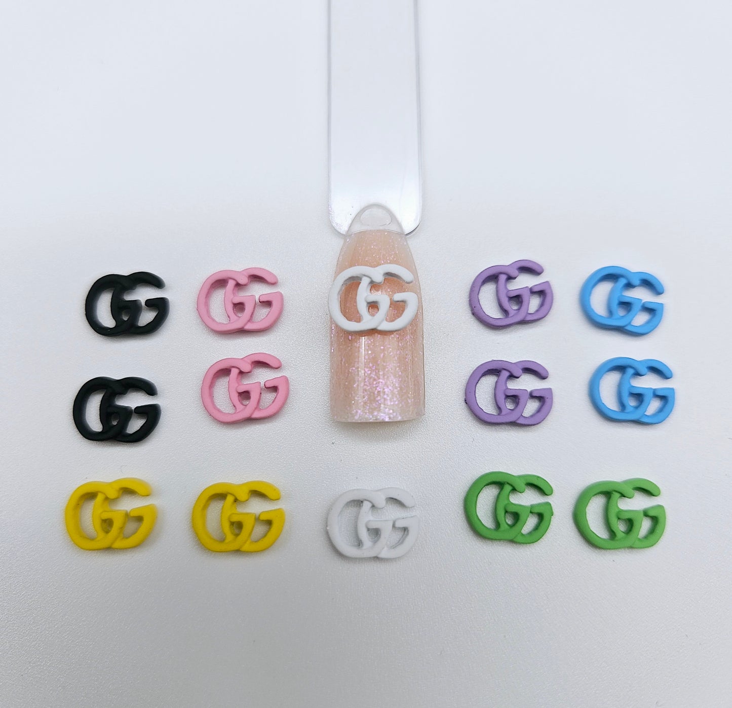 Luxury Logo (g.g) Nail Charms Alloy and Zircon High Quality