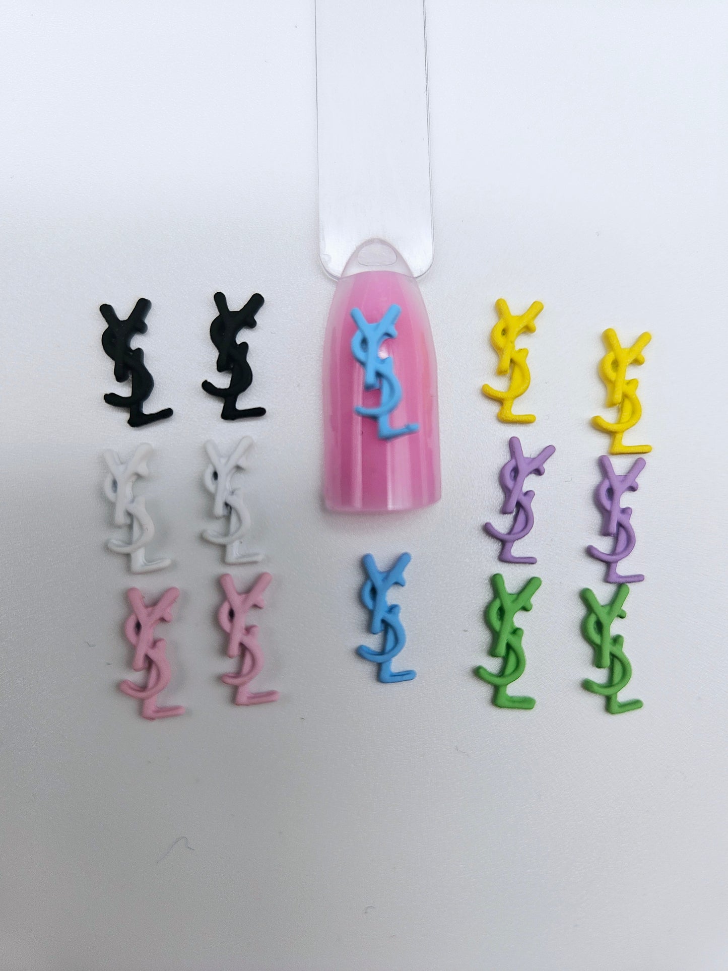 Luxury Logo (y.sl) Nail Charms Alloy and Zircon High Quality