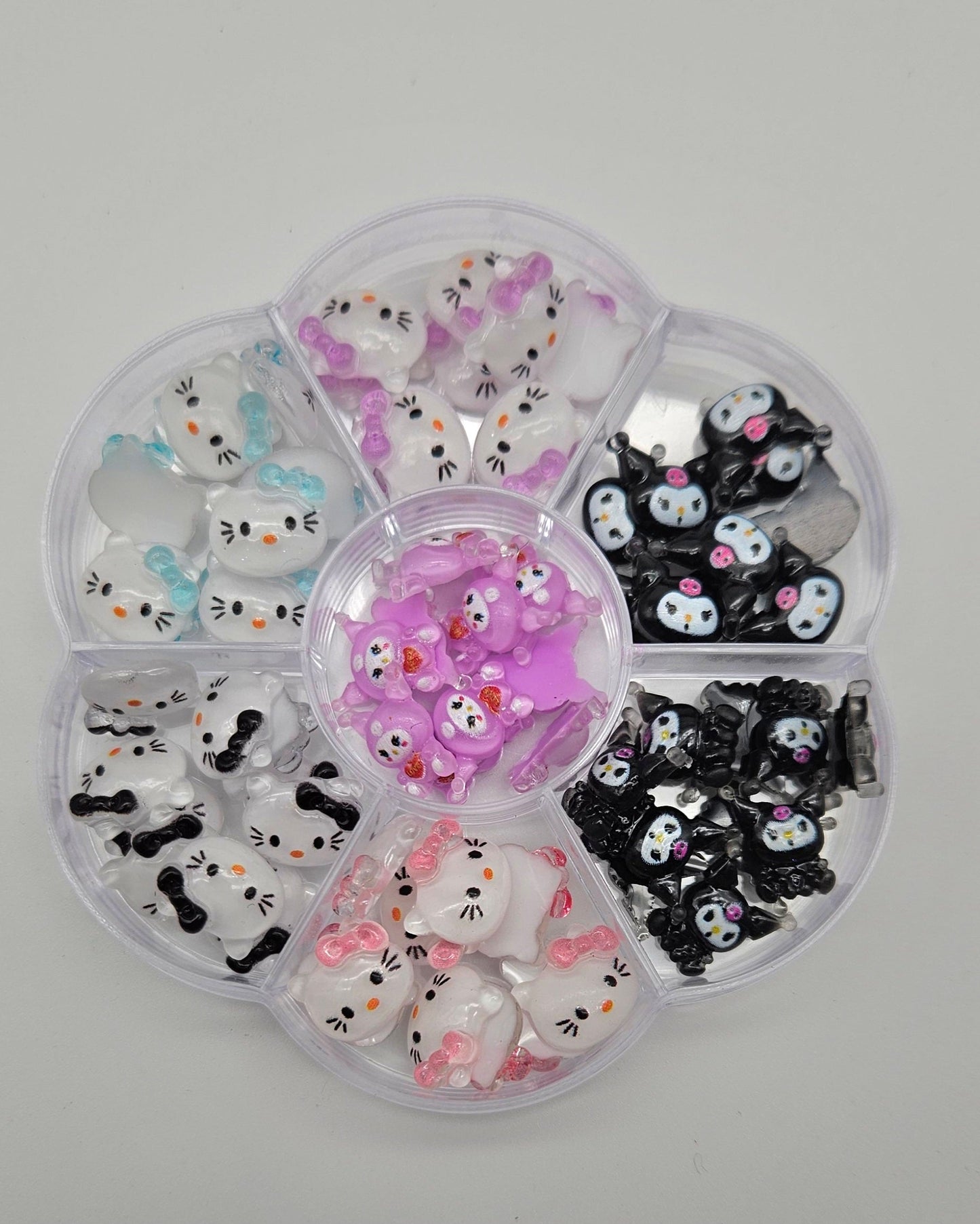 Kawaii nail charms in boxes mix style