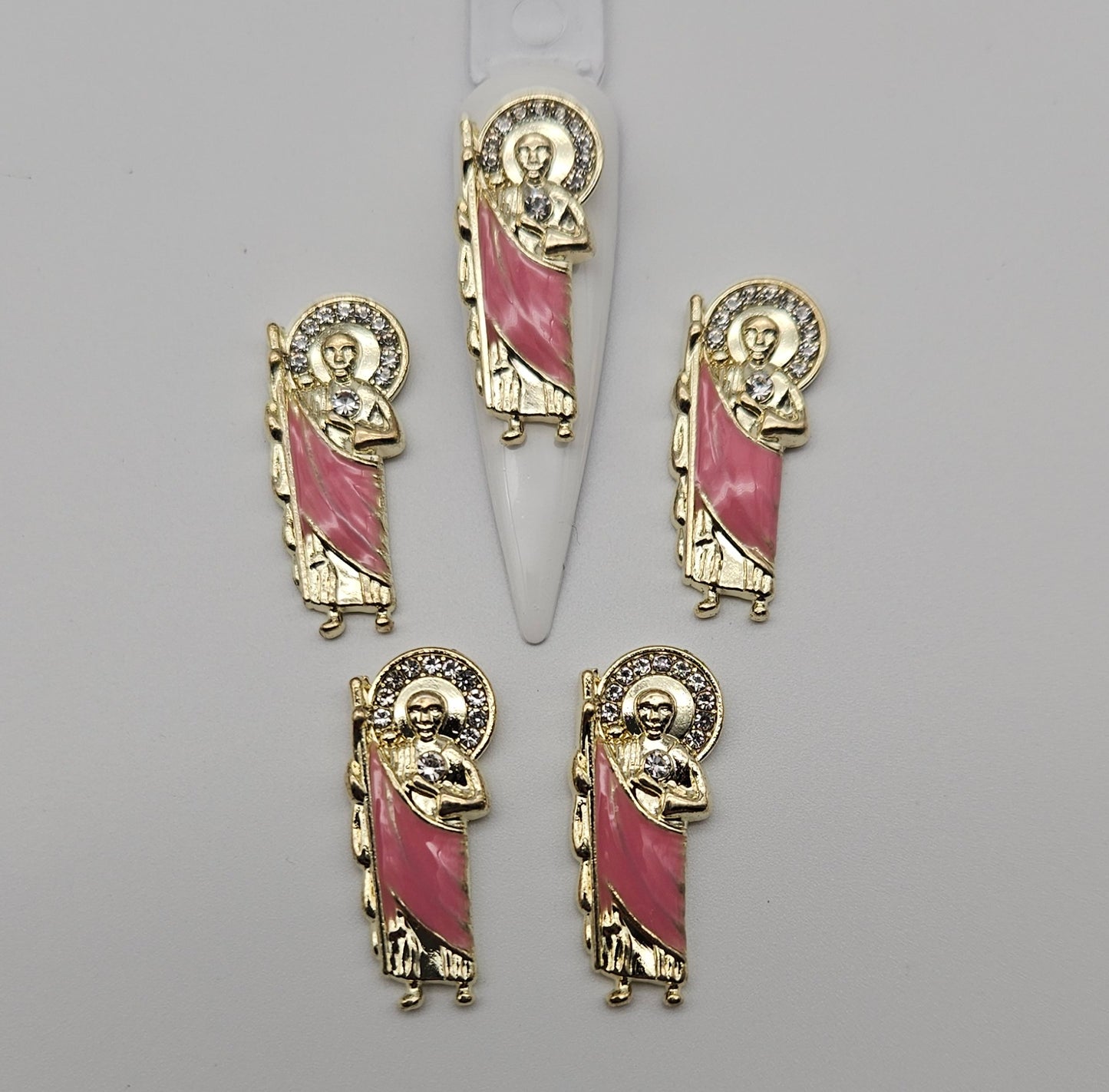 5pcs 3D San Judas Virgin Mary Nail Charms Alloy