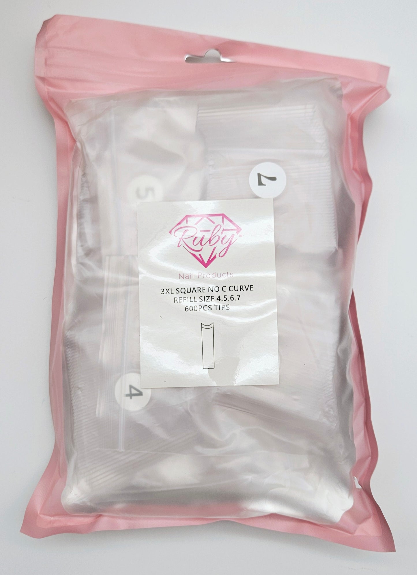Ruby Nail Tip Boxes Pink, Clear, C Curve, No C, Square Coffin Stiletto Almond