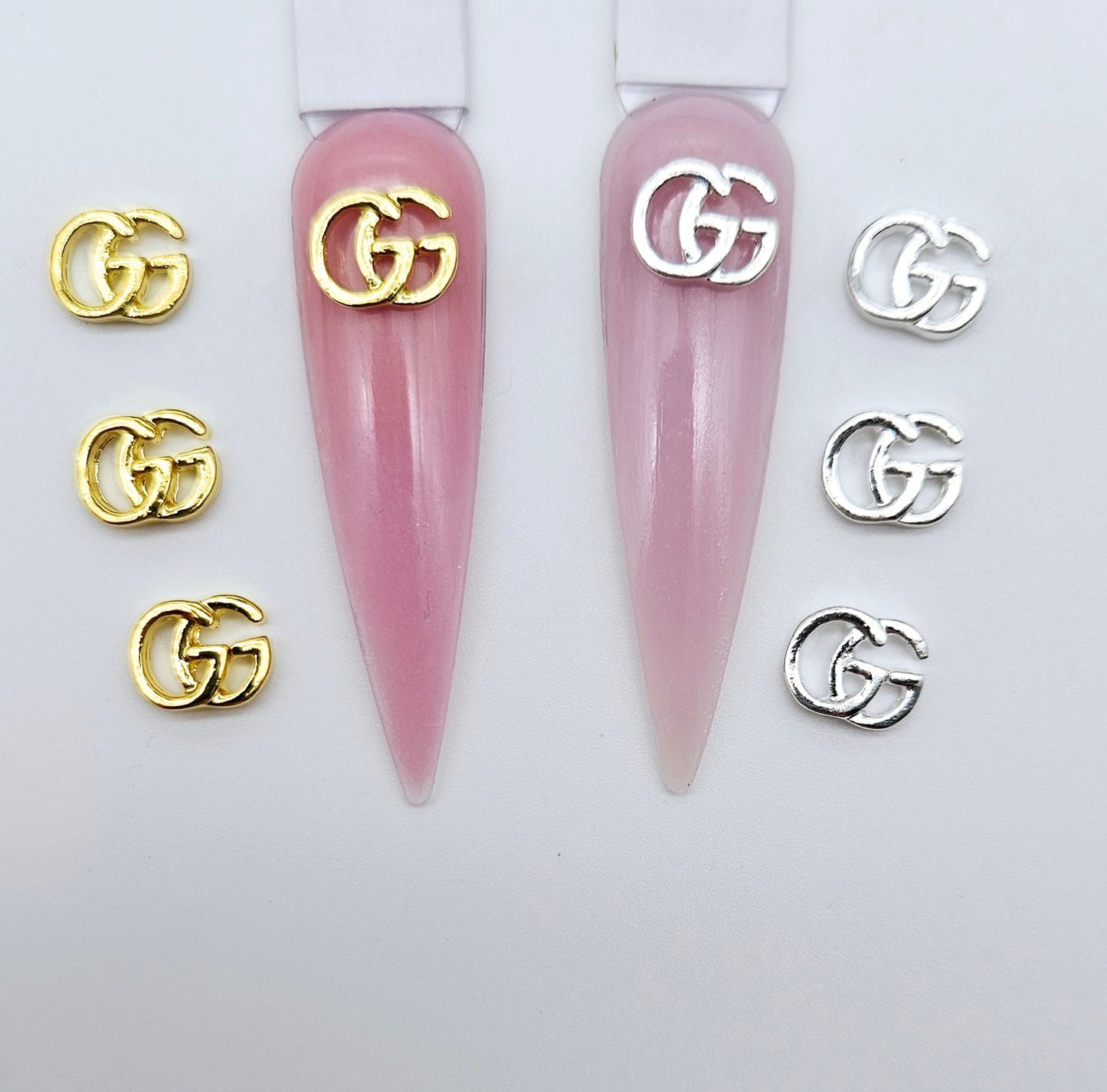 Luxury Logo (g.g) Nail Charms Alloy and Zircon High Quality