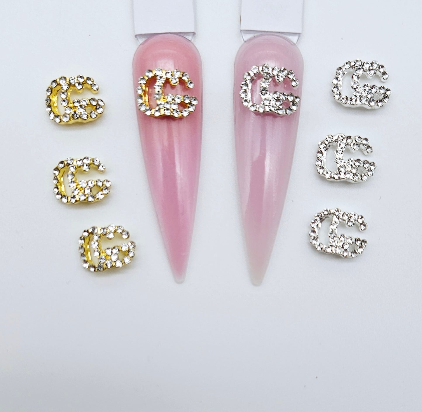 Luxury Logo (g.g) Nail Charms Alloy and Zircon High Quality