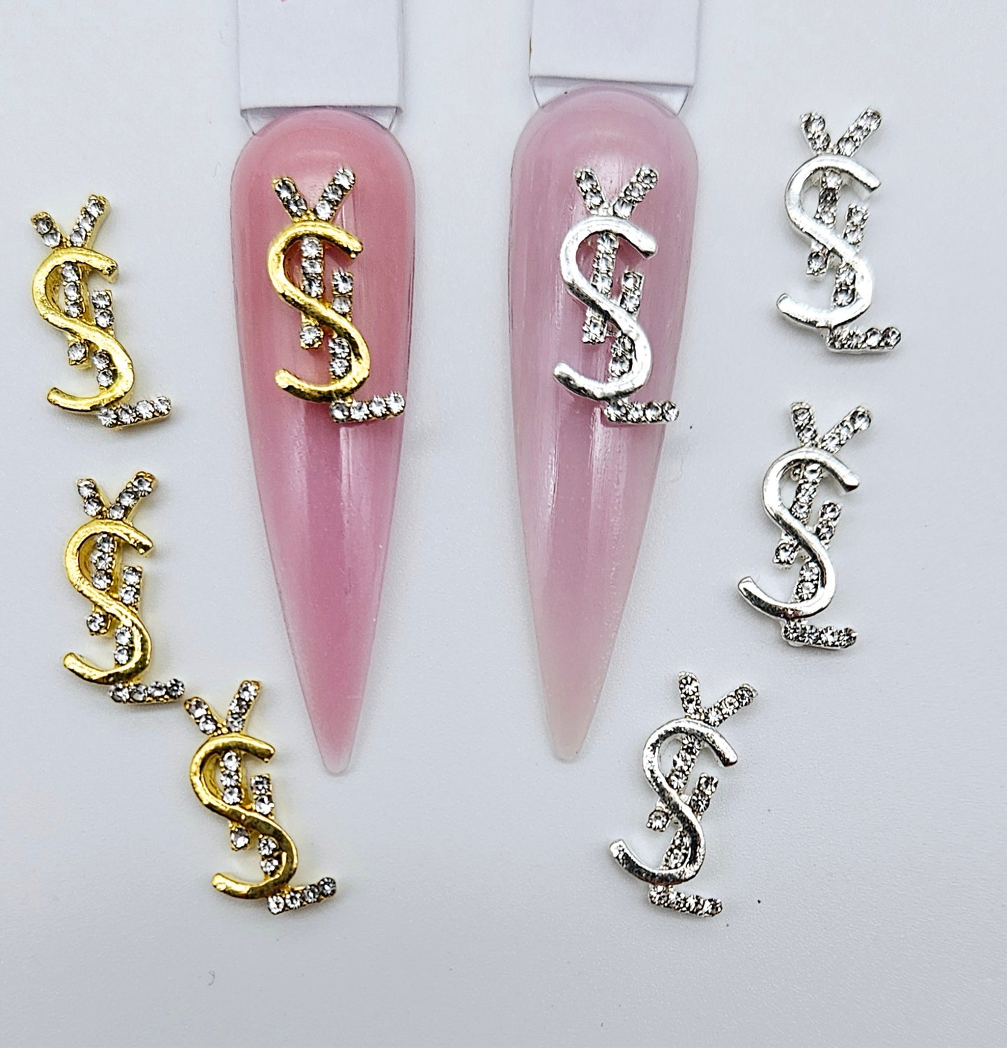 Luxury Logo (y.sl) Nail Charms Alloy and Zircon High Quality