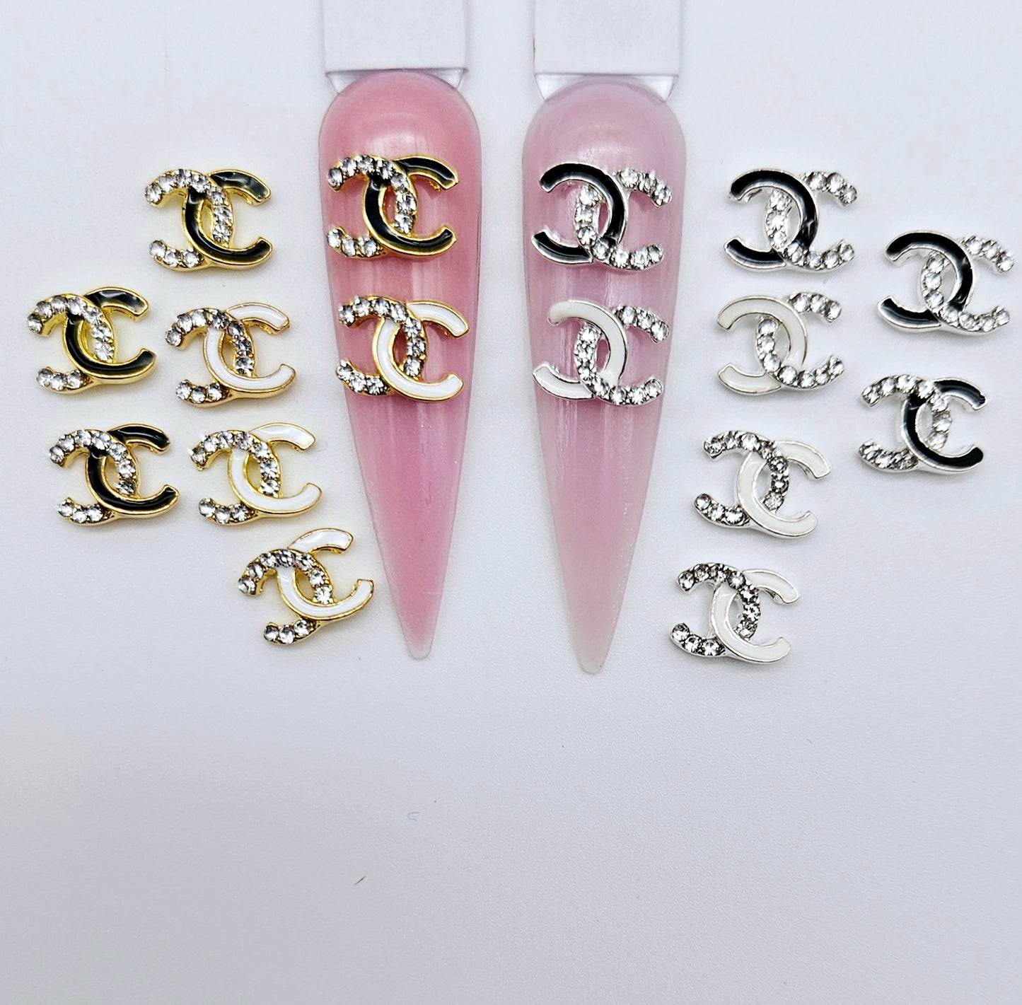 Luxury Logo (C.c) Nail Charms Alloy and Zircon High Quality