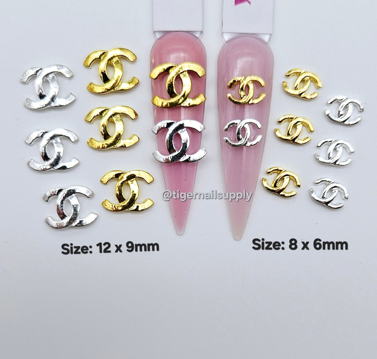 Luxury Logo (C.c) Nail Charms Alloy and Zircon High Quality