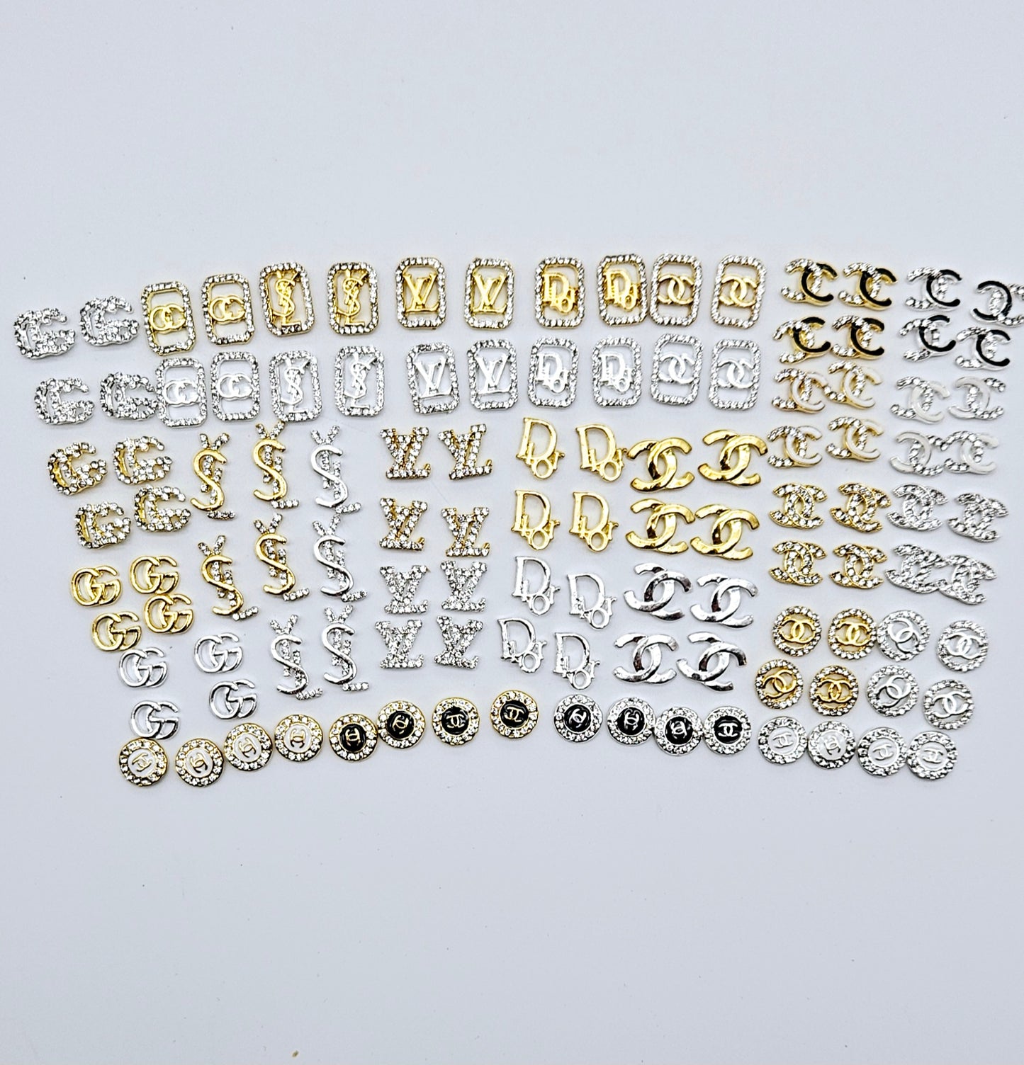 Luxury Logo (y.sl) Nail Charms Alloy and Zircon High Quality