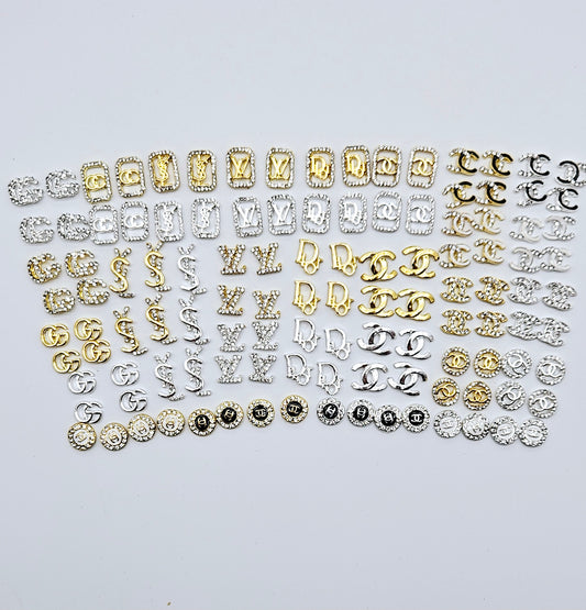 Luxury Logo (y.sl) Nail Charms Alloy and Zircon High Quality