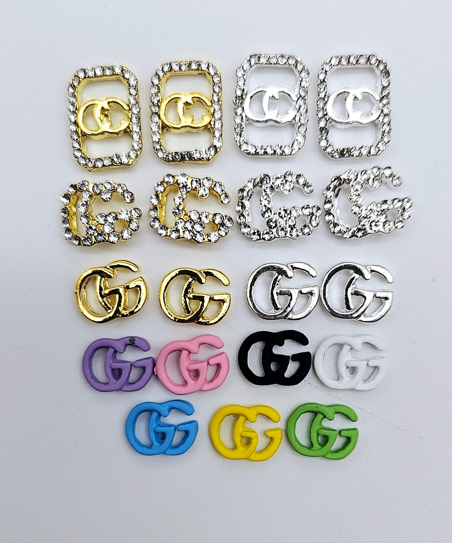 Luxury Logo (g.g) Nail Charms Alloy and Zircon High Quality