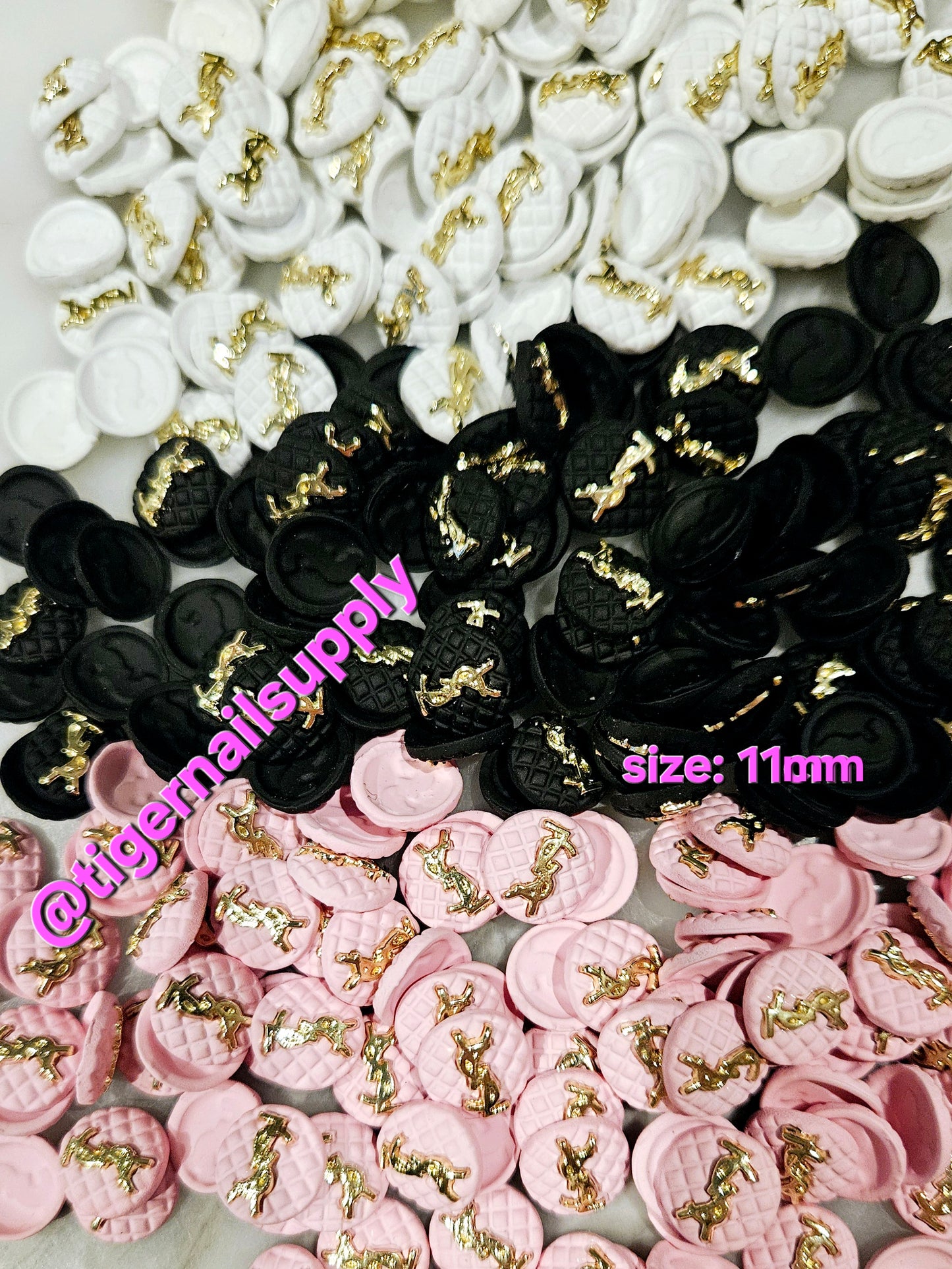 Luxury Logo (y.sl) Nail Charms Alloy and Zircon High Quality
