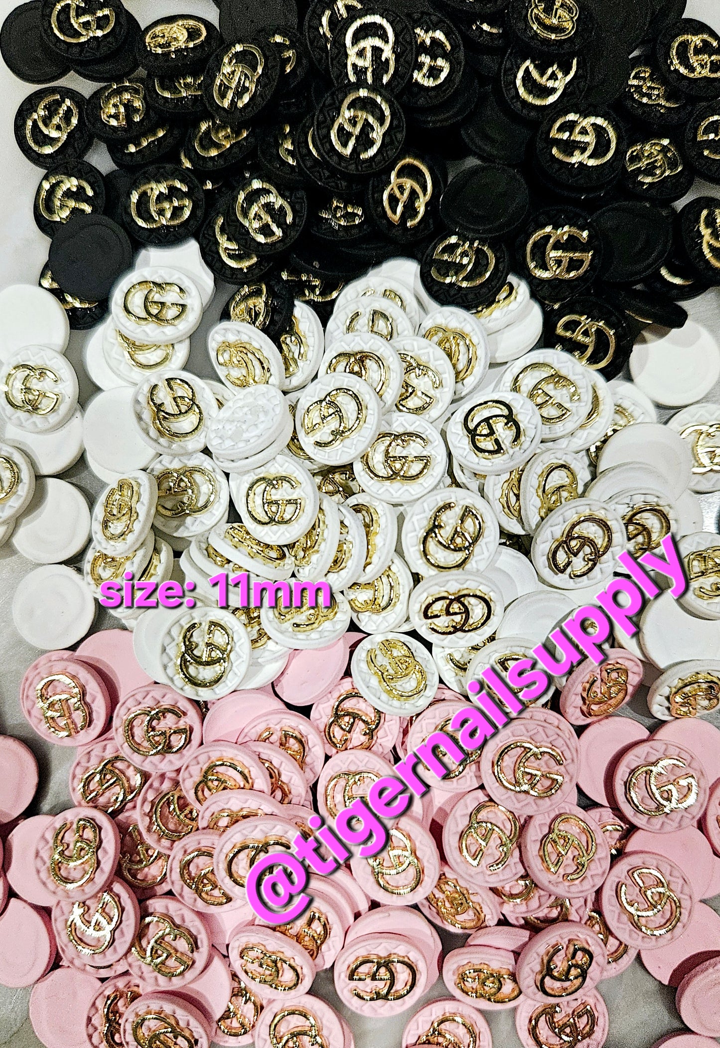 Luxury Logo (g.g) Nail Charms Alloy and Zircon High Quality