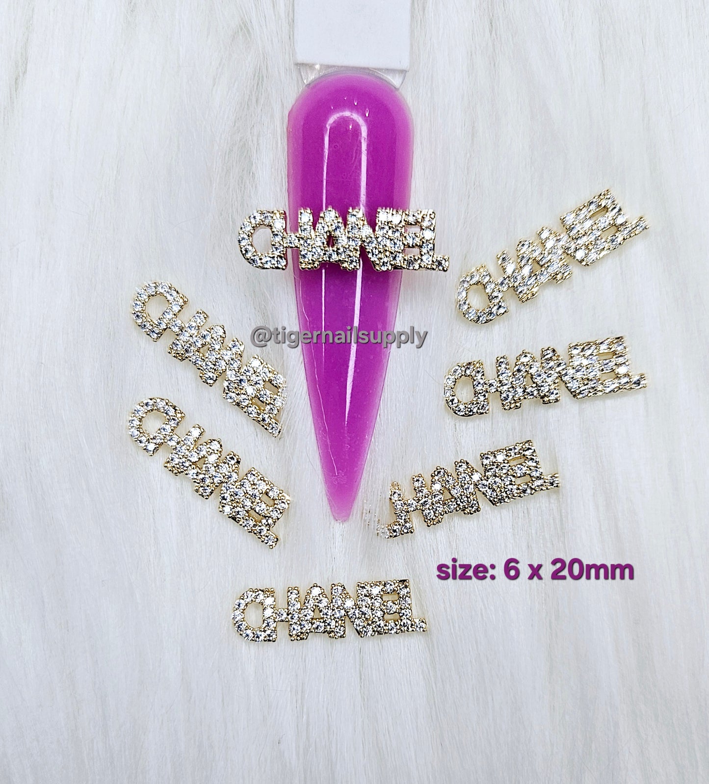 Luxury Logo (C.c) Nail Charms Alloy and Zircon High Quality