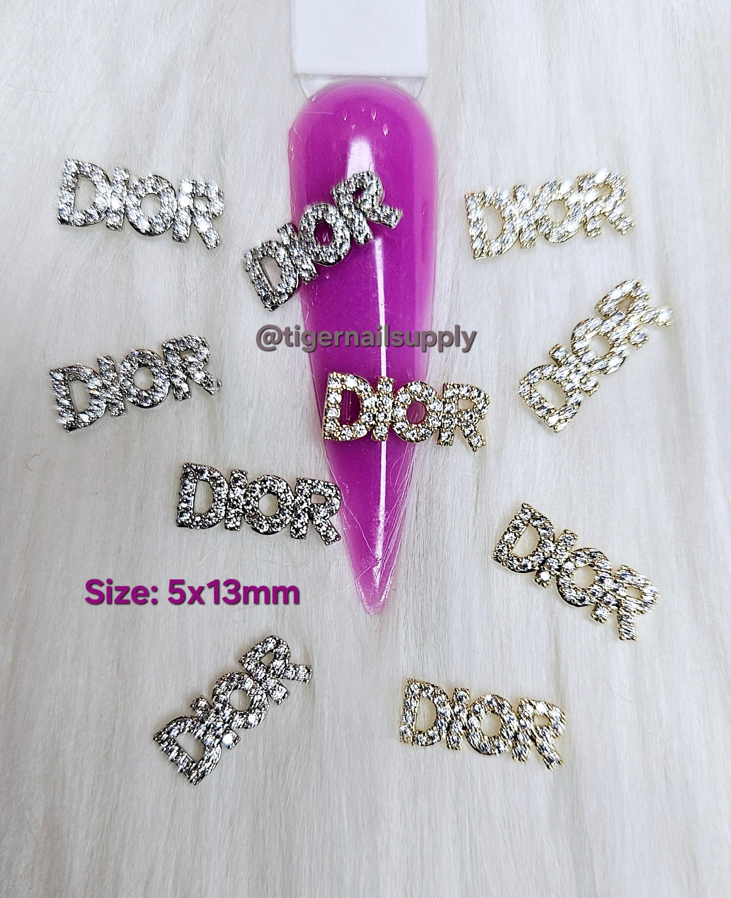 Luxury Logo (D.i.or) Nail Charms Alloy and Zircon High Quality