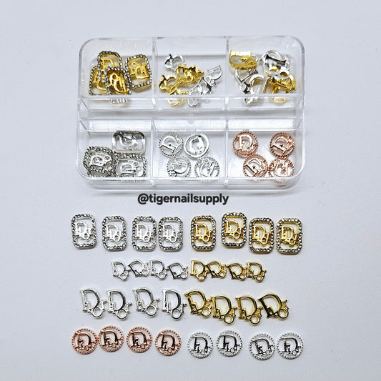 Luxury Logo (D.i.or) Nail Charms Alloy and Zircon High Quality