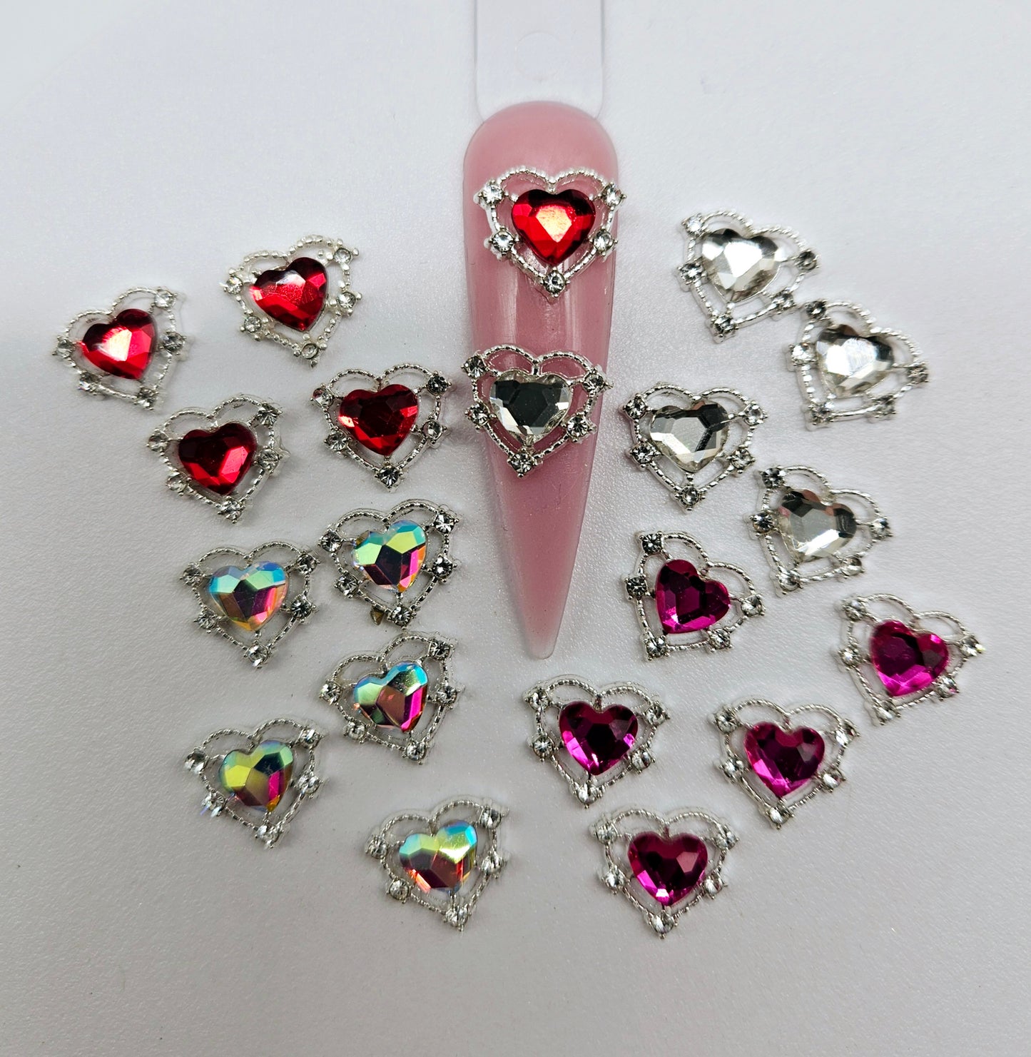 5pcs Hearts Bling 3D Zircon Rhinestone