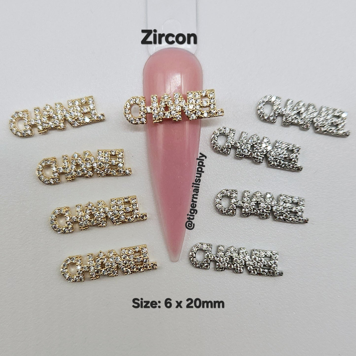 Luxury Logo (C.c) Nail Charms Alloy and Zircon High Quality