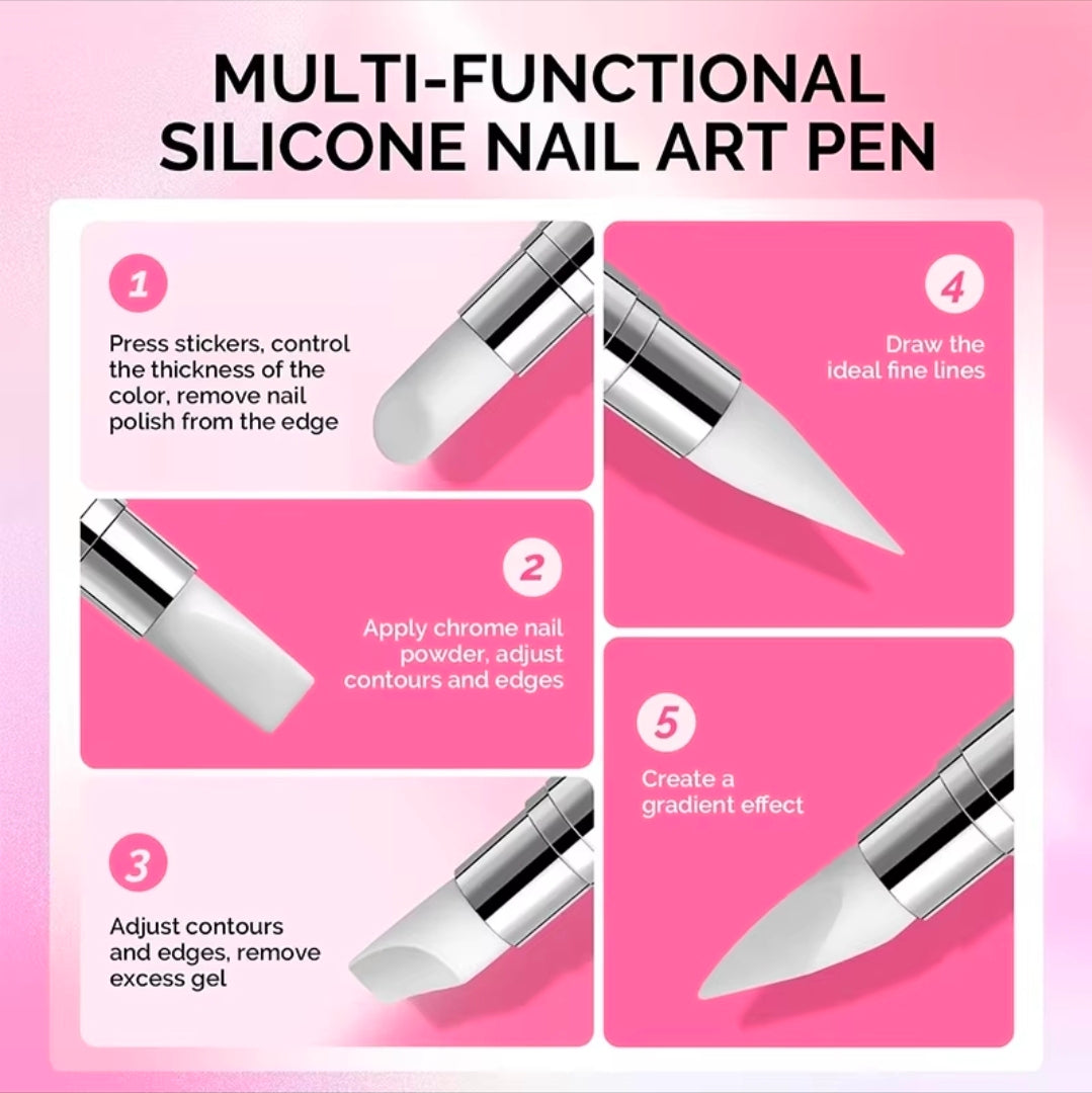 1pc or 5pcs Double Ended Silicone Sculpture Pen Sculpture Dotting Pen Silicone Nails Art Brush Manicure Carving Pen DIY Manicure Tools