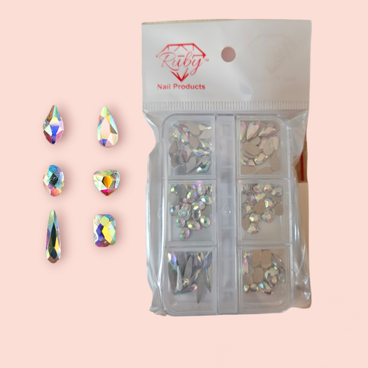 120pcs Mixed Shape Rhinestones Silver Flat Back