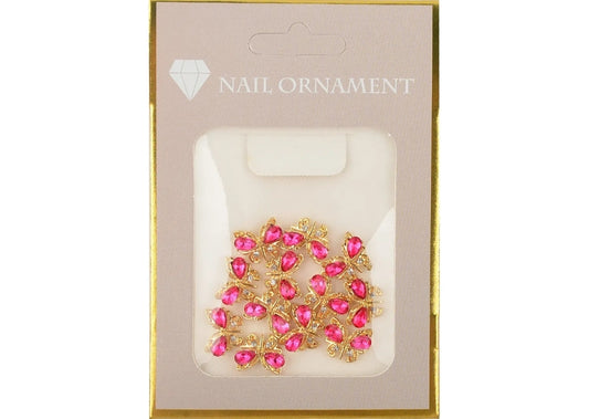 12pcs Pink Butterfly Alloy Nail Charm 3D Crystal Diamond