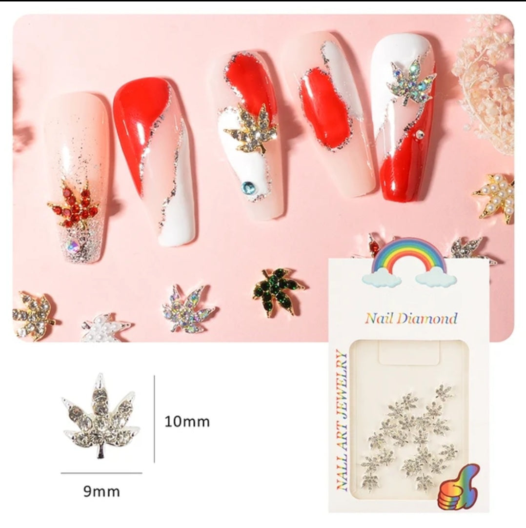 10pcs Alloy 3D Maple Leaf Nail Art Charm