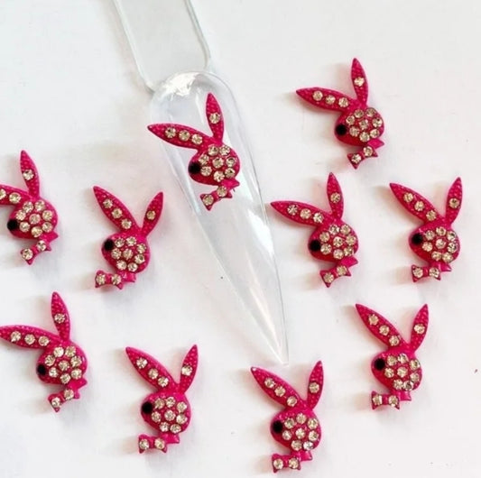 10pcs Bunny Rabbit Rhinestone Luxury Alloy Nail Charms 3D