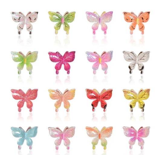 50pcs Resin  Butterflies Gradient Color 3D Nail Charm Art Decoration