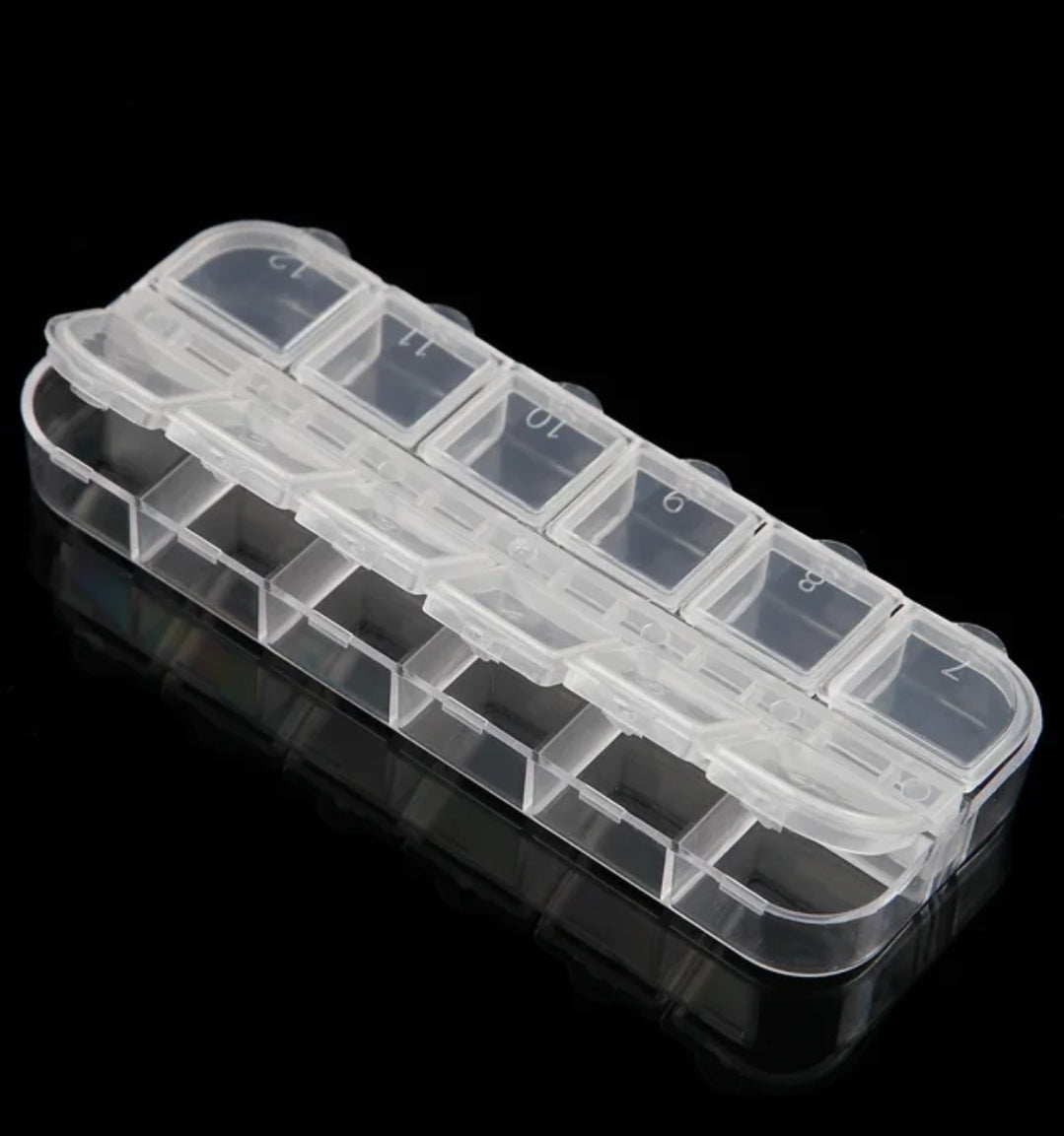 12 Grid Clear Empty Storage Box For Nail Charms Rhinestones Accessories