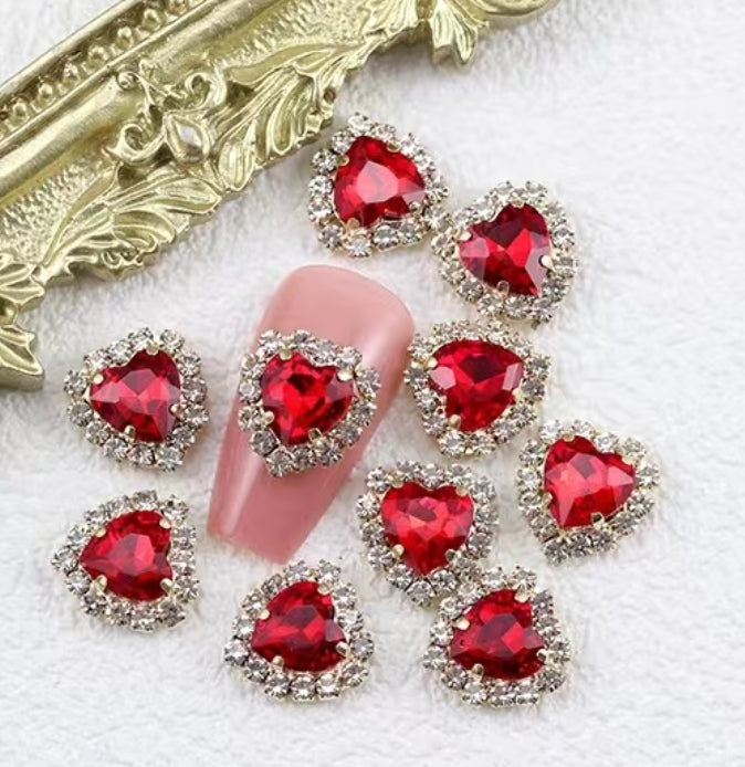 5pcs Hearts Bling 3D Zircon Rhinestone
