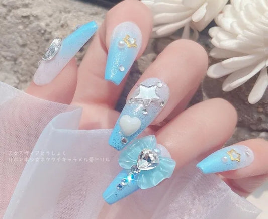 5pcs 3D Sweet Bow with Heart Rhinestone 4 Colors