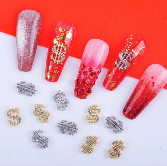 Dollar Sign Nail Charm in Bag Zircon Diamond