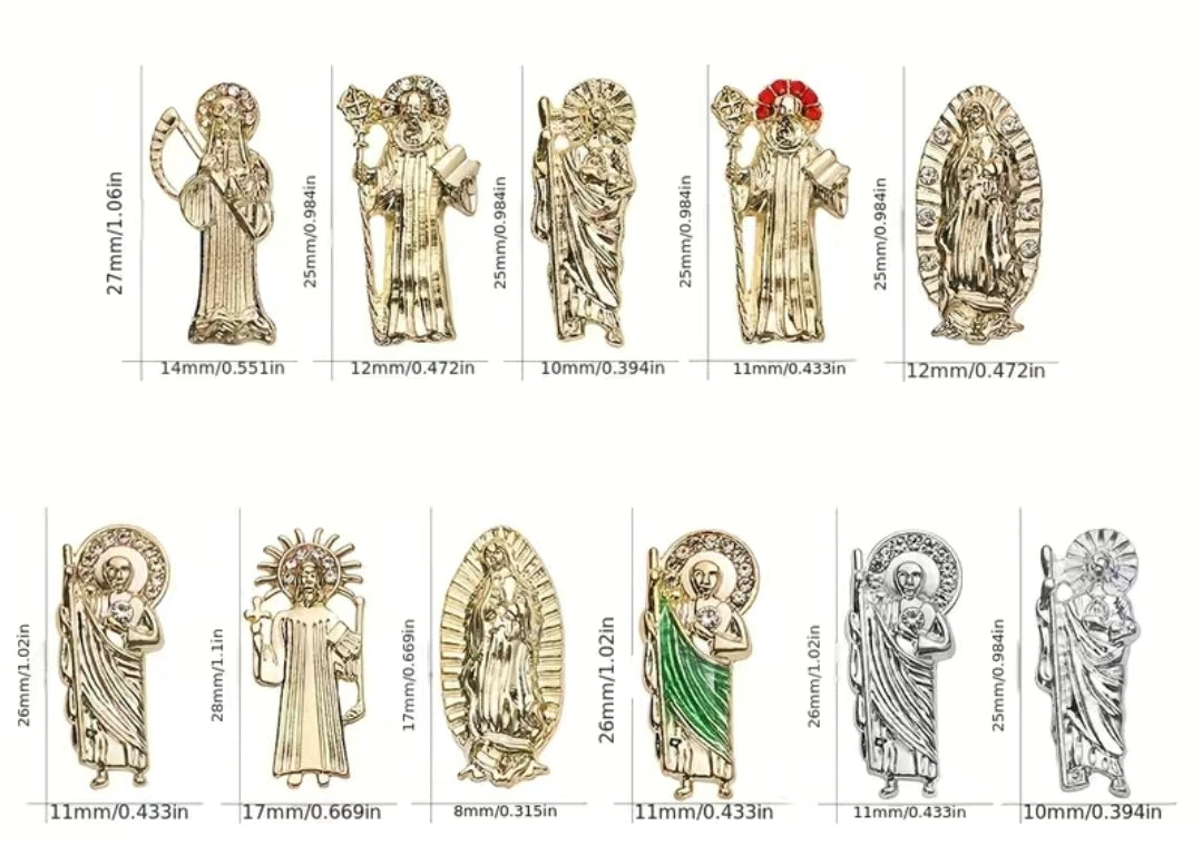 5pcs 3D San Judas Virgin Mary Nail Charms Alloy
