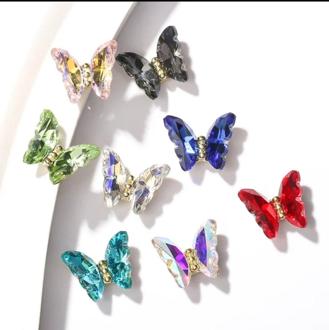 3D Crystal Butterfly Nail Charms Colorful