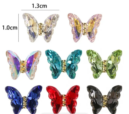 3D Crystal Butterfly Nail Charms Colorful