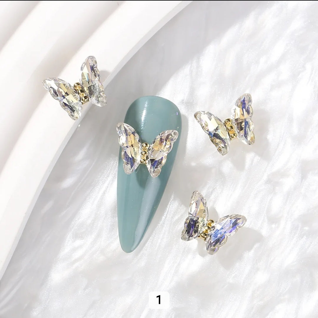 3D Crystal Butterfly Nail Charms Colorful