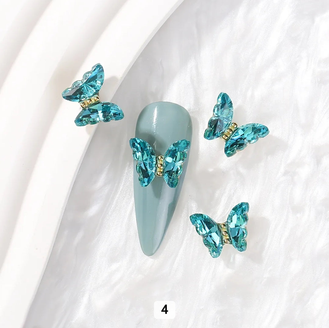 3D Crystal Butterfly Nail Charms Colorful