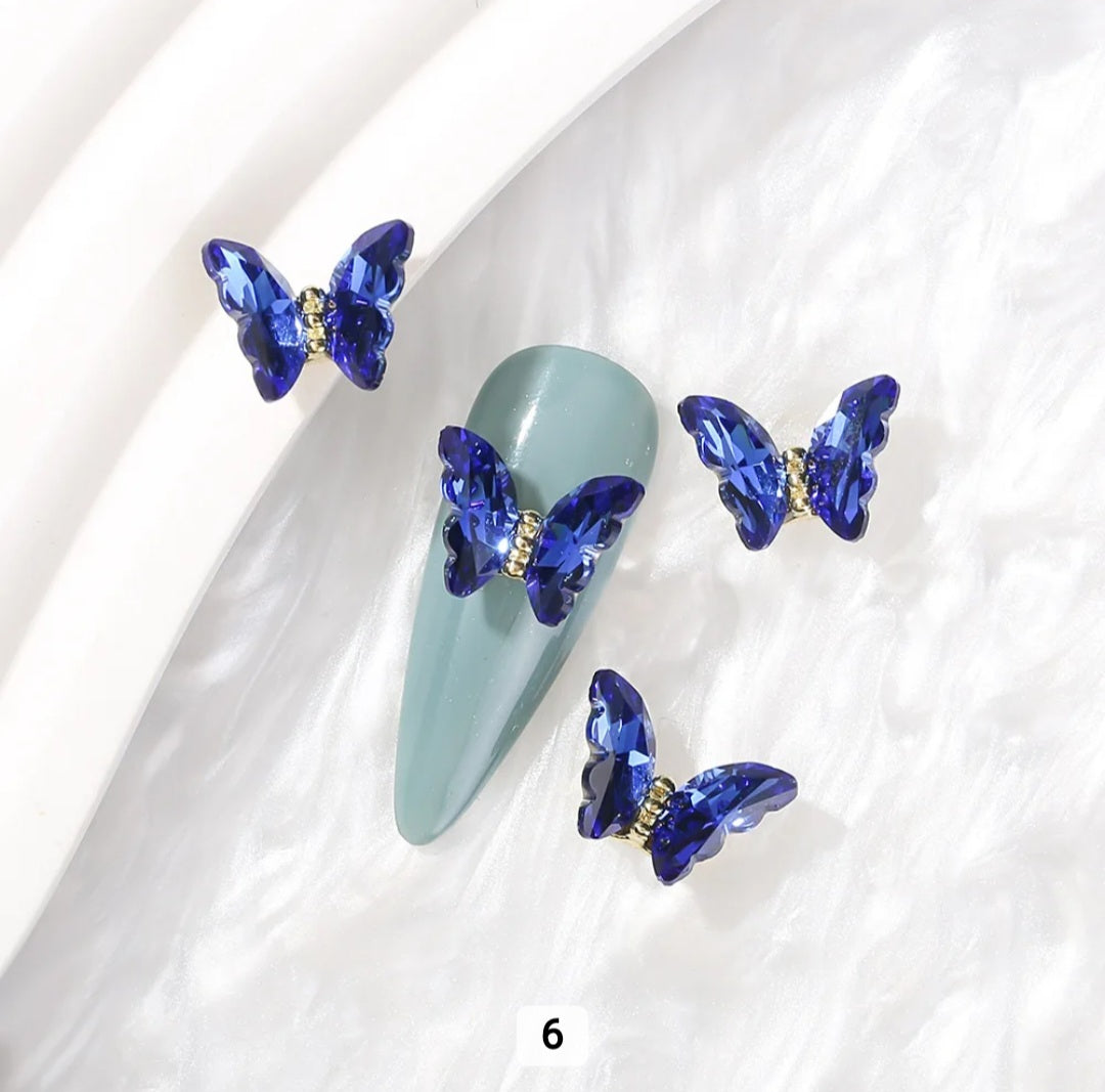 3D Crystal Butterfly Nail Charms Colorful