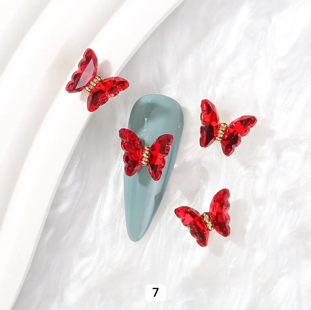 3D Crystal Butterfly Nail Charms Colorful
