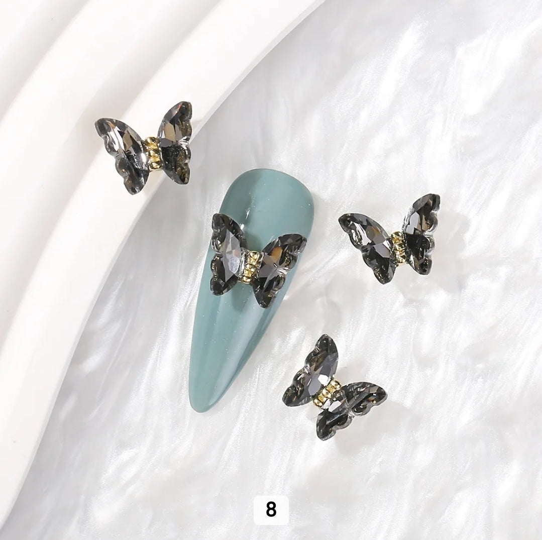 3D Crystal Butterfly Nail Charms Colorful