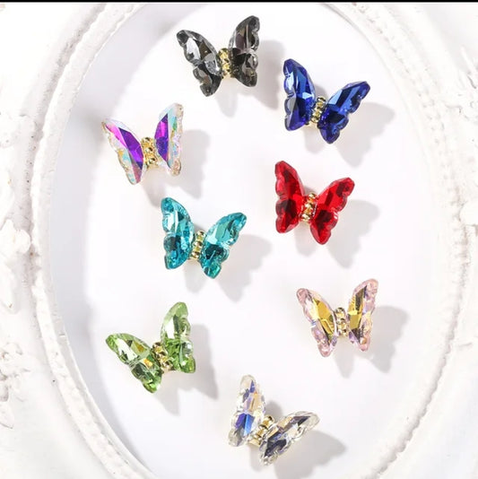 3D Crystal Butterfly Nail Charms Colorful