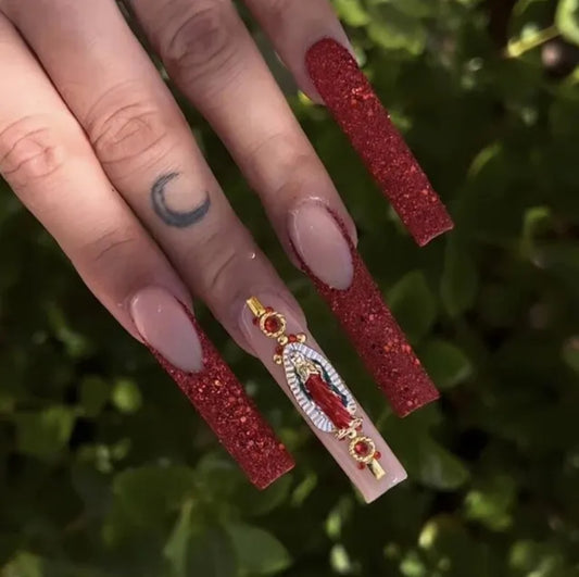 5pcs Virgin Mary Alloy Nail Charm Rhinestone Gemstone