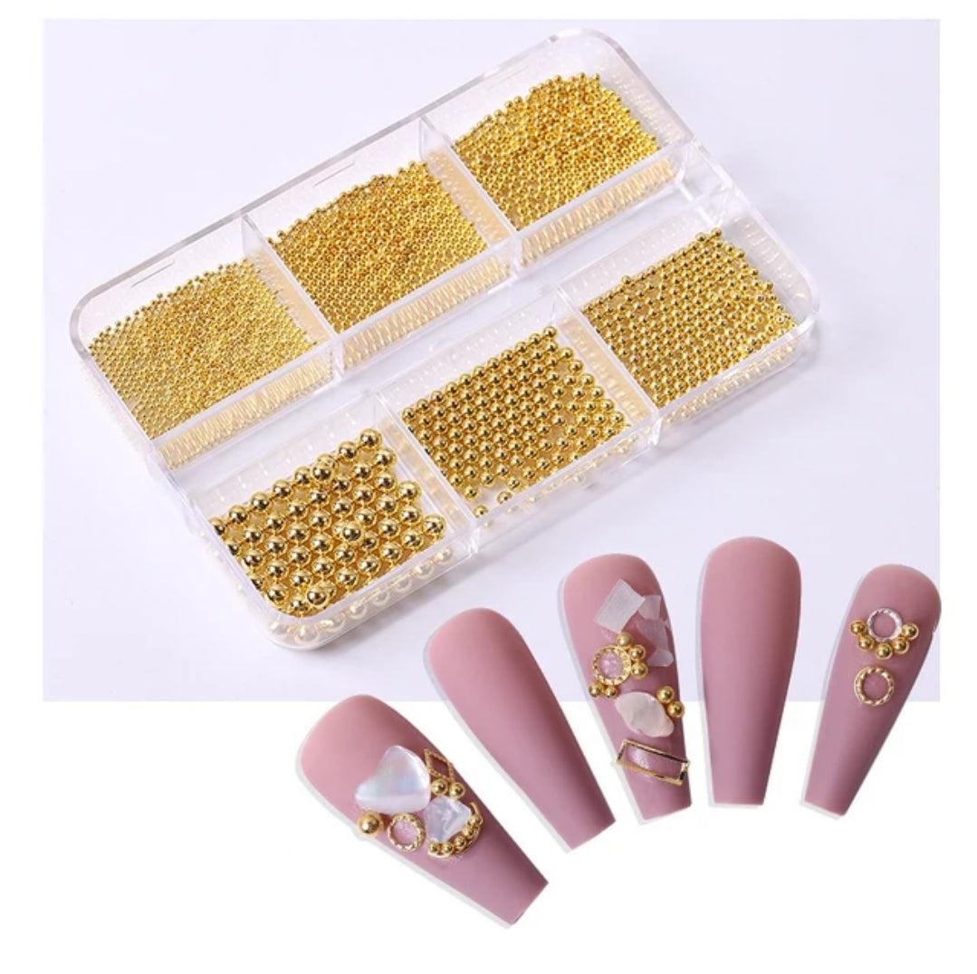 3D Nail Caviar Beads Pearls 6 Grid 1mm to 3mm